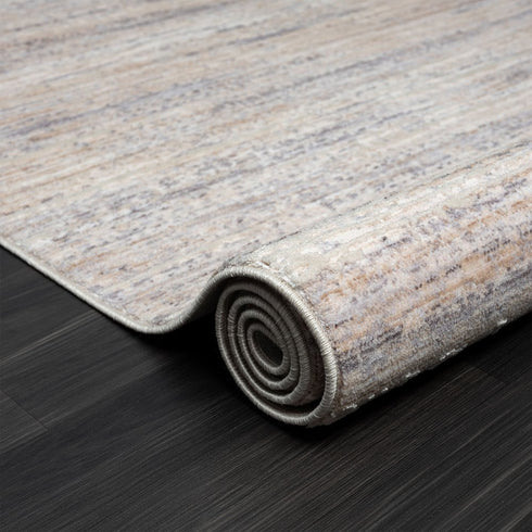 4' X 6' Beige And Gray Striped Area Rug